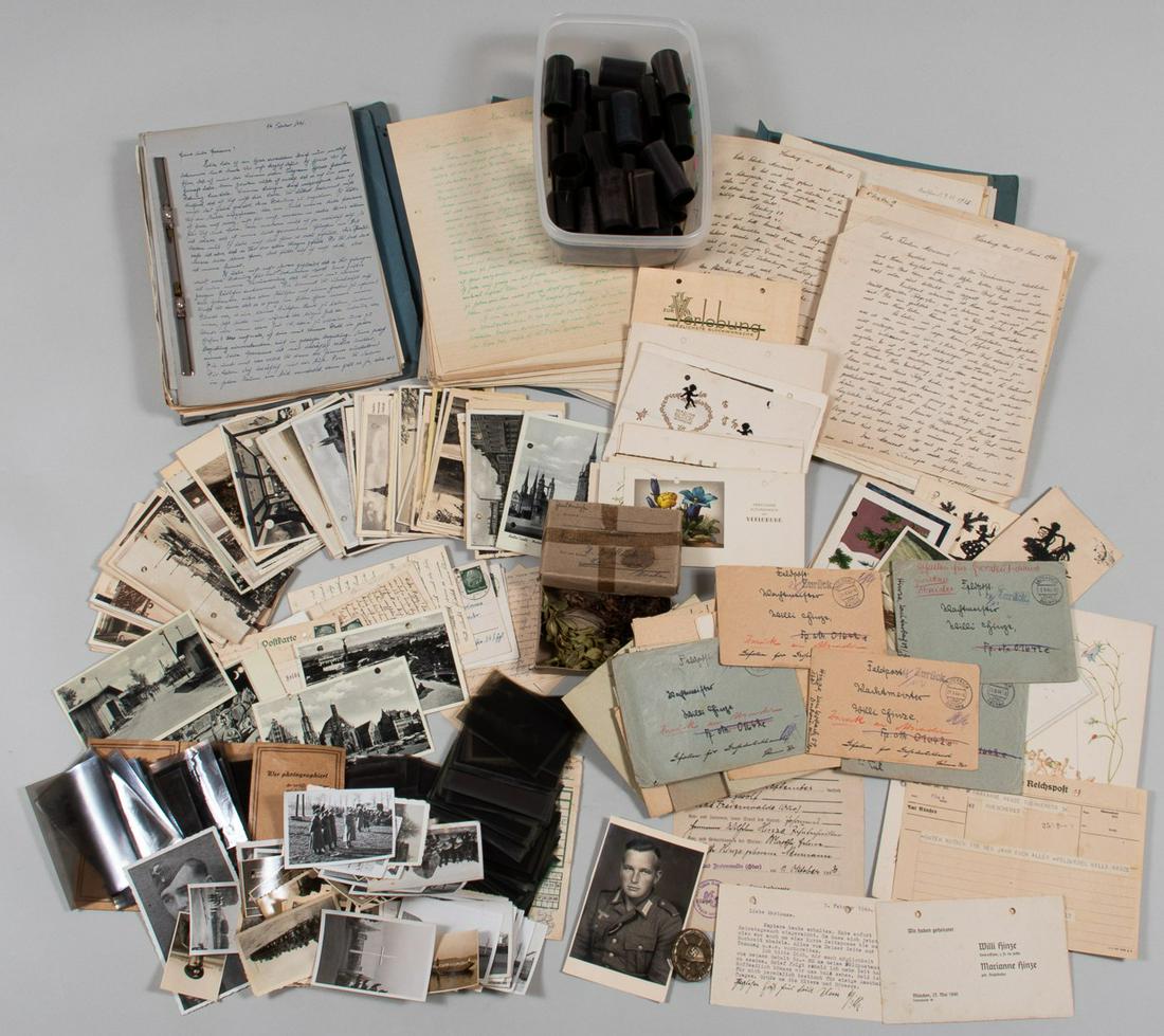 GERMAN KIA SOLDIER GROUPING PHOTOS AND FELDPOST: GERMAN KIA SOLDIER GROUPING PHOTOS AND FELDPOST Large group of personal letters and photographs from a German soldier killed in action in 1944. The whole grouping tells us part of the story of Unterof
