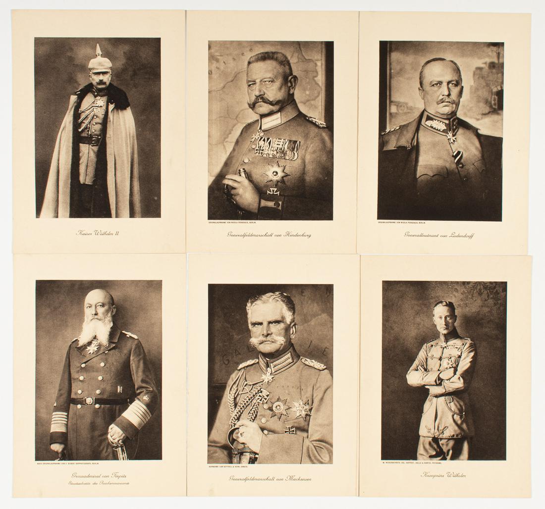 GERMAN WWI GREAT LEADERS PORTFOLIO: GERMAN WWI GREAT LEADERS PORTFOLIO Rare German art print portfolio from WWI - 'Unsere Fuehrer in Grosser Zeit' (Our Leaders in Great Times.) Portfolio of sixteen portraits of the Kaiser, King Ludwig, 