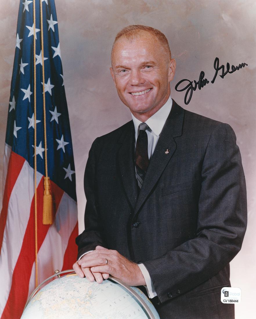JOHN GLENN: JOHN GLENN (1921 - 2016) American astronaut and politician, the first American to orbit the Earth, circling it three times in 1962, in 1998, he flew into space again at age 77, the oldest and the last