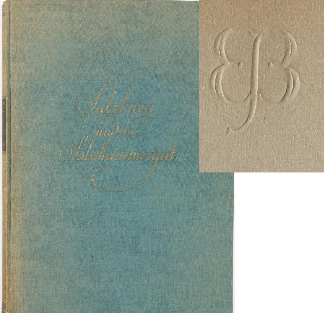 BOOK FROM EVA BRAUN'S LIBRARY IN MUNICH: Rare monogrammed book belonging to Eva Braun, Adolf Hitler's mistress, from her personal library at her house in Munich, 'Salzburg und das Salzkammergut', written by Heinrich Schwarz (1894-1974) Austr