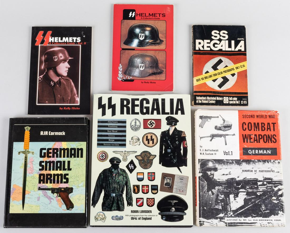SS WEAPONS AND REGALIA BOOKS (6): Lot of six books about SS weapons and regalia, in English.