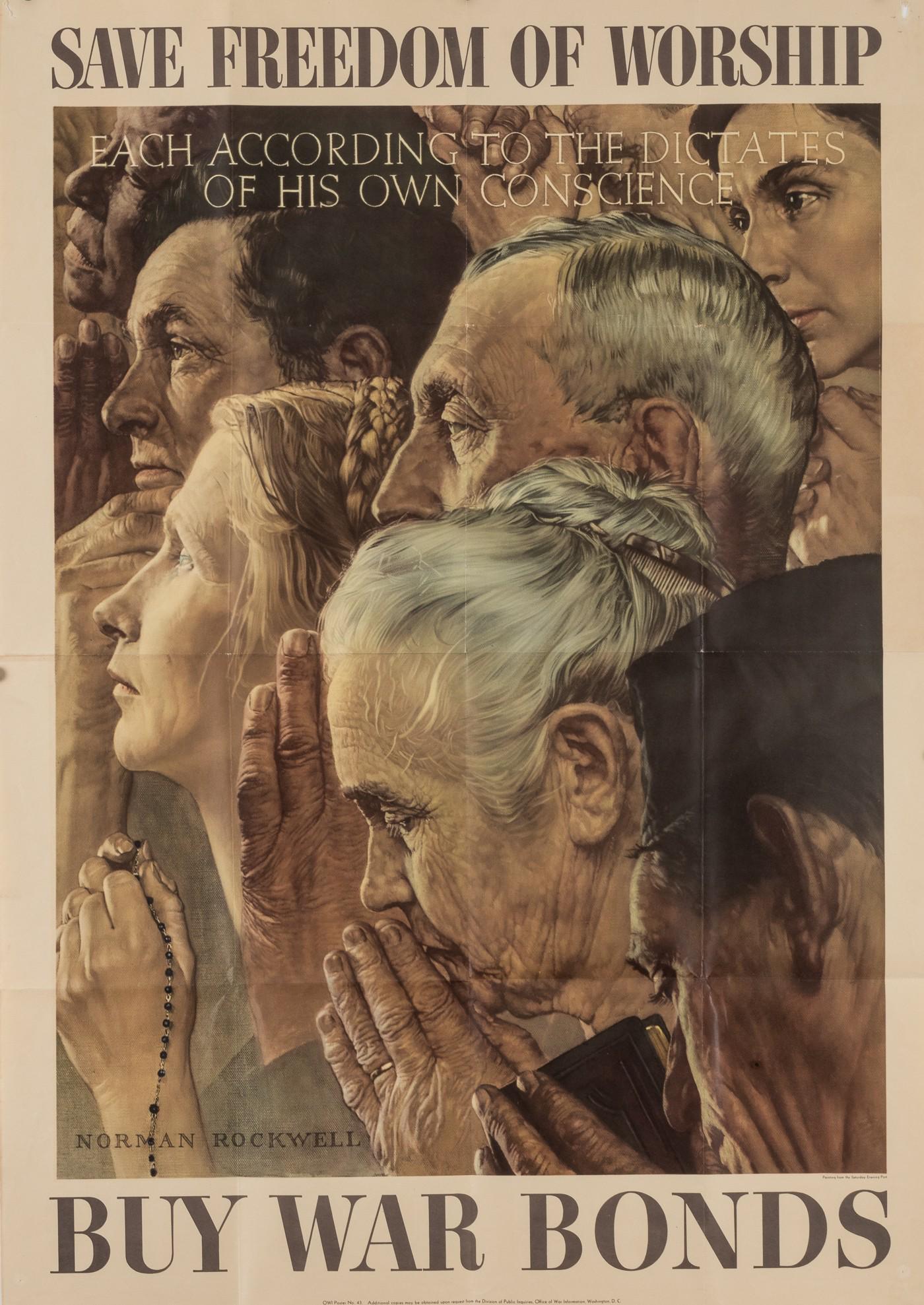 NORMAN ROCKWELL FREEDOM OF WORSHIP POSTER (1 of 1)