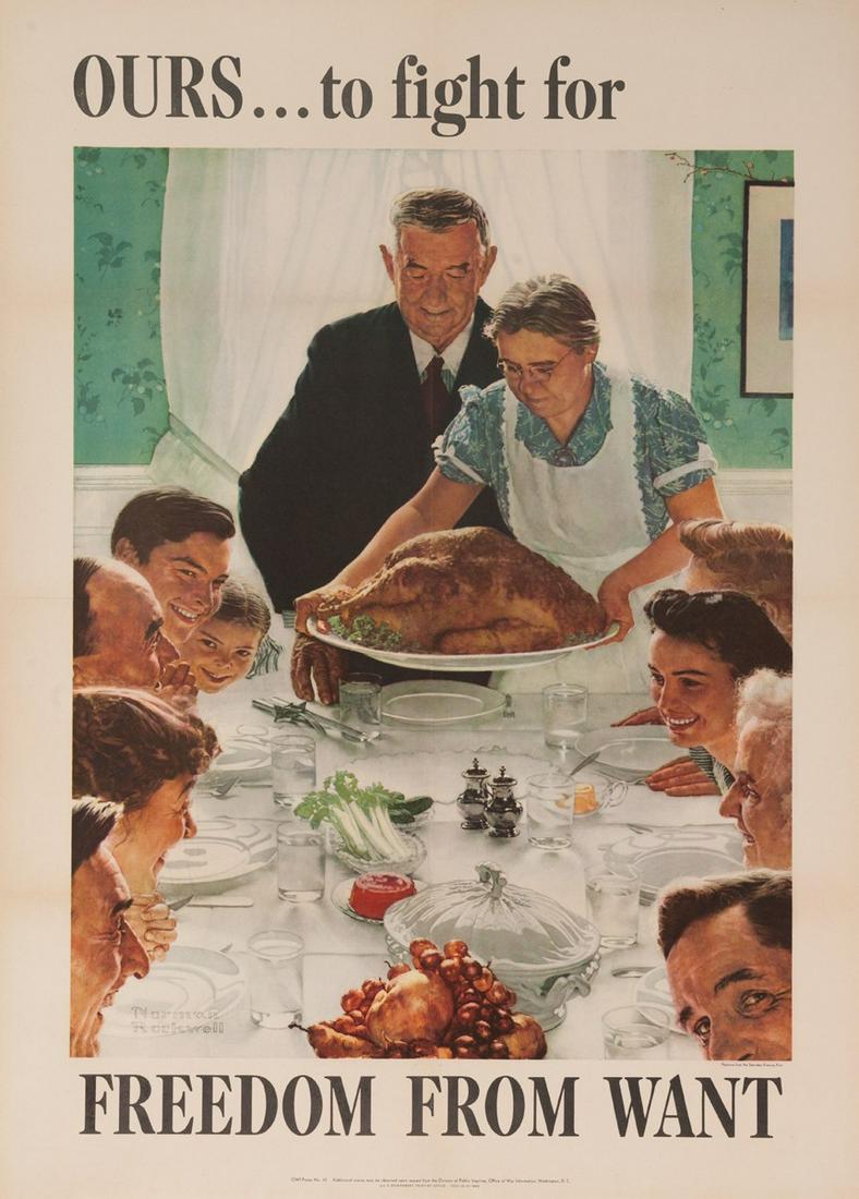 LARGE NORMAN ROCKWELL FREEDOM FROM WANT POSTER (1 of 1)