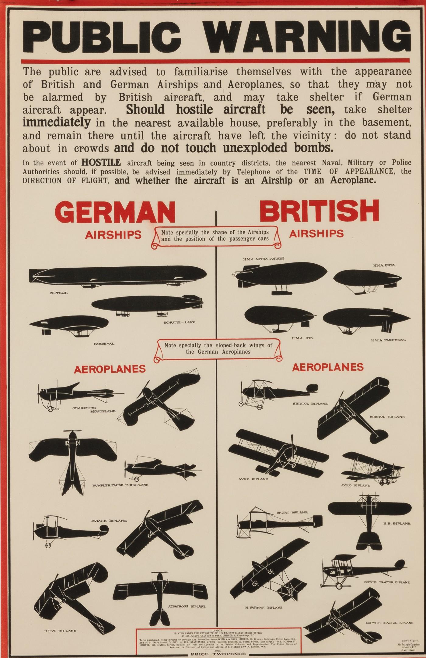 RARE WWI GERMAN AND BRITISH AIRSHIP POSTER (1 of 1)