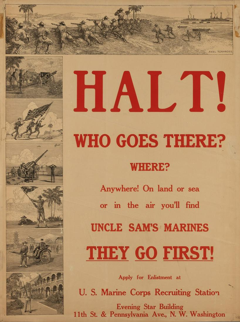 HALT WHO GOES THERE USMC RECRUITING POSTER (1 of 1)