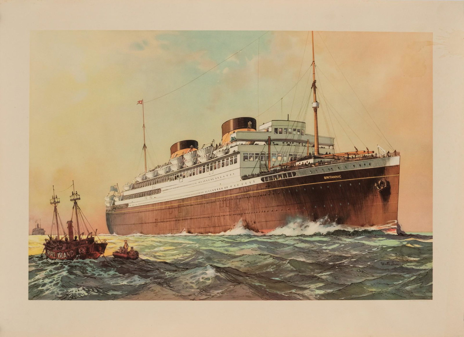 MV BRITANNIC OCEAN LINER PRINT BY WALTER THOMAS (1 of 1)