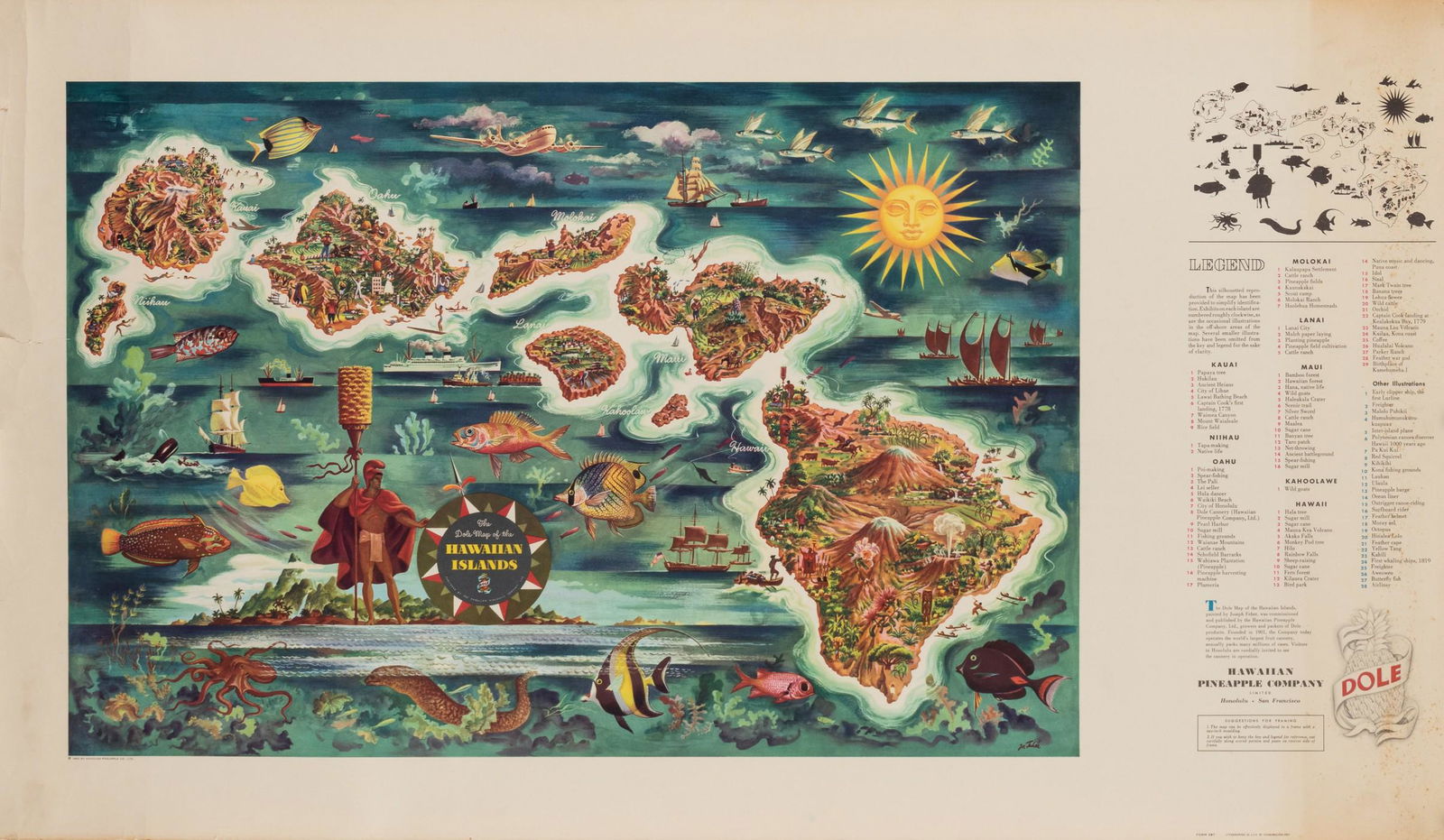 DOLE MAP OF HAWAIIAN ISLANDS JOSEPH FEHER (1 of 1)