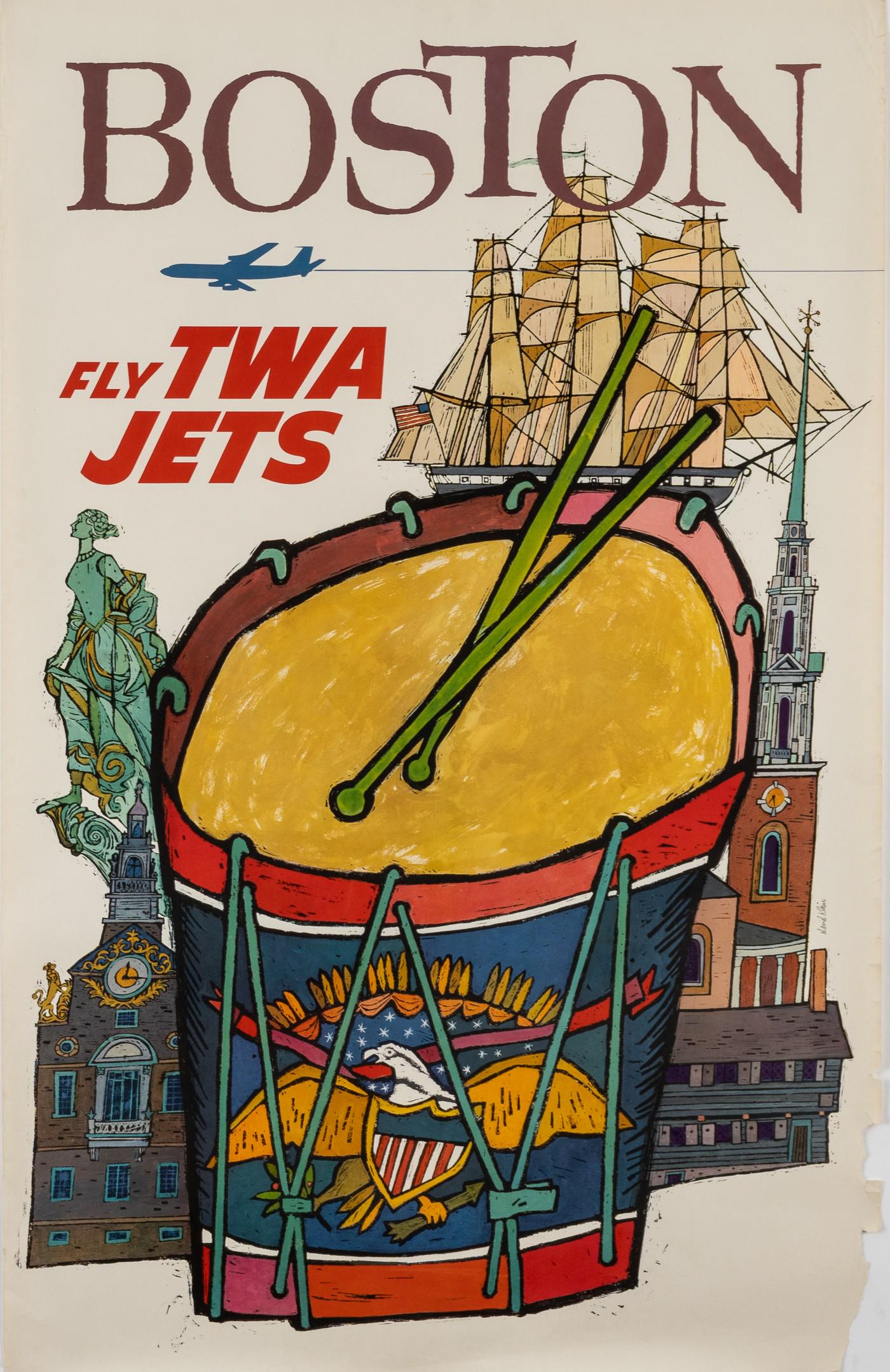 FLY TWA JETS BOSTON DAVID KLEIN POSTER (1 of 1)