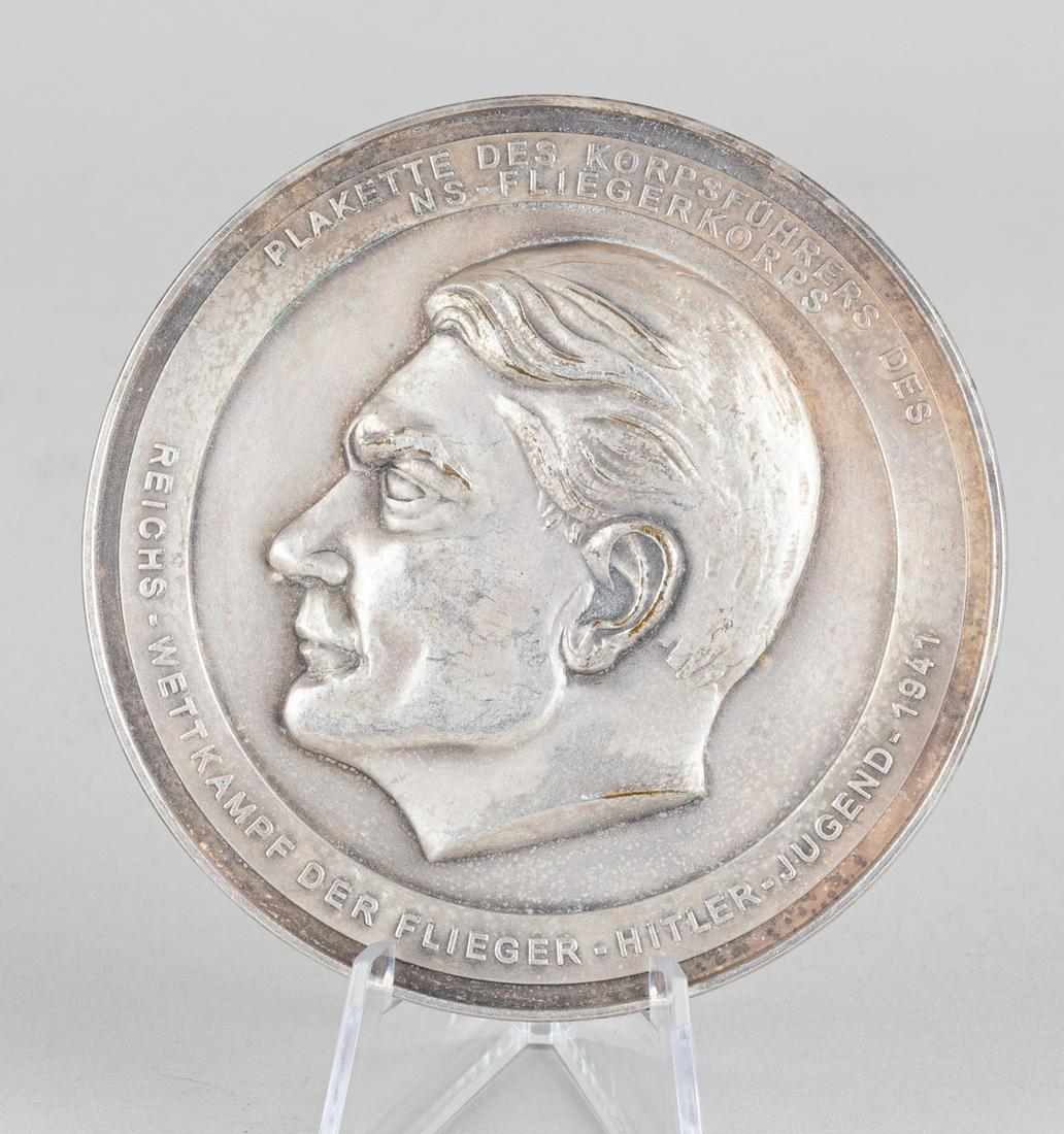 1941 HERMANN GOERING NSFK TABLE MEDAL: German WWII NSFK (National Socialist Flying Corps) presentation table medal for the 1941 National Competition for the Hitler Youth Gliders presented by the leader of the NS-Fliegerkorps (Friedrich Chr