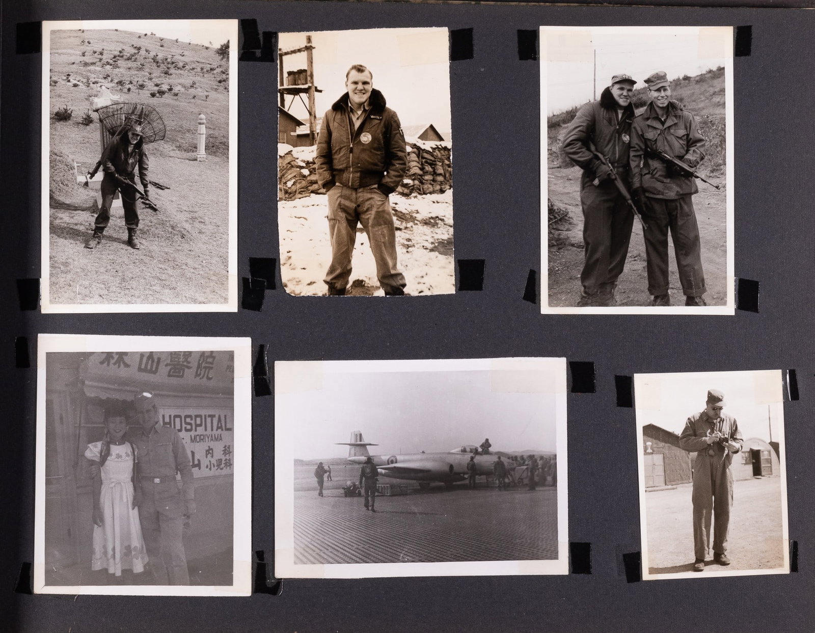 PACIFIC THEATER PHOTO ALBUM: Personal photo album from US soldier Walter J. Laskowski of Cleveland, Ohio, who was stationed in occupied Japan. The photo album contains approx. 167 photos in Japan and Korea, Japanese woman, an ord