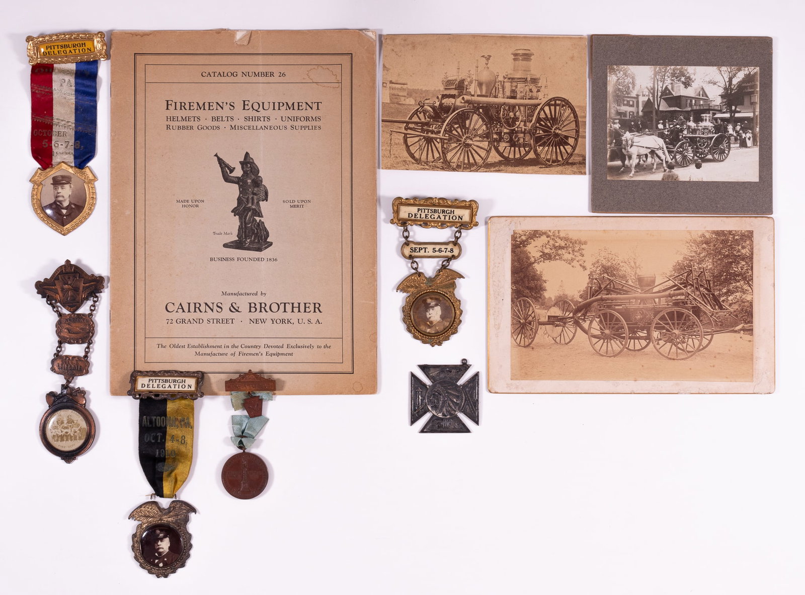 1800S PENNSYLVANIA FIREMEN MEDALS: Firemen medals, four from the early to mid-1800s, with two being from 1910. Features six medals that would have been given to Pittsburgh Delegation Firemen, three of which have the Pittsburgh Delegati