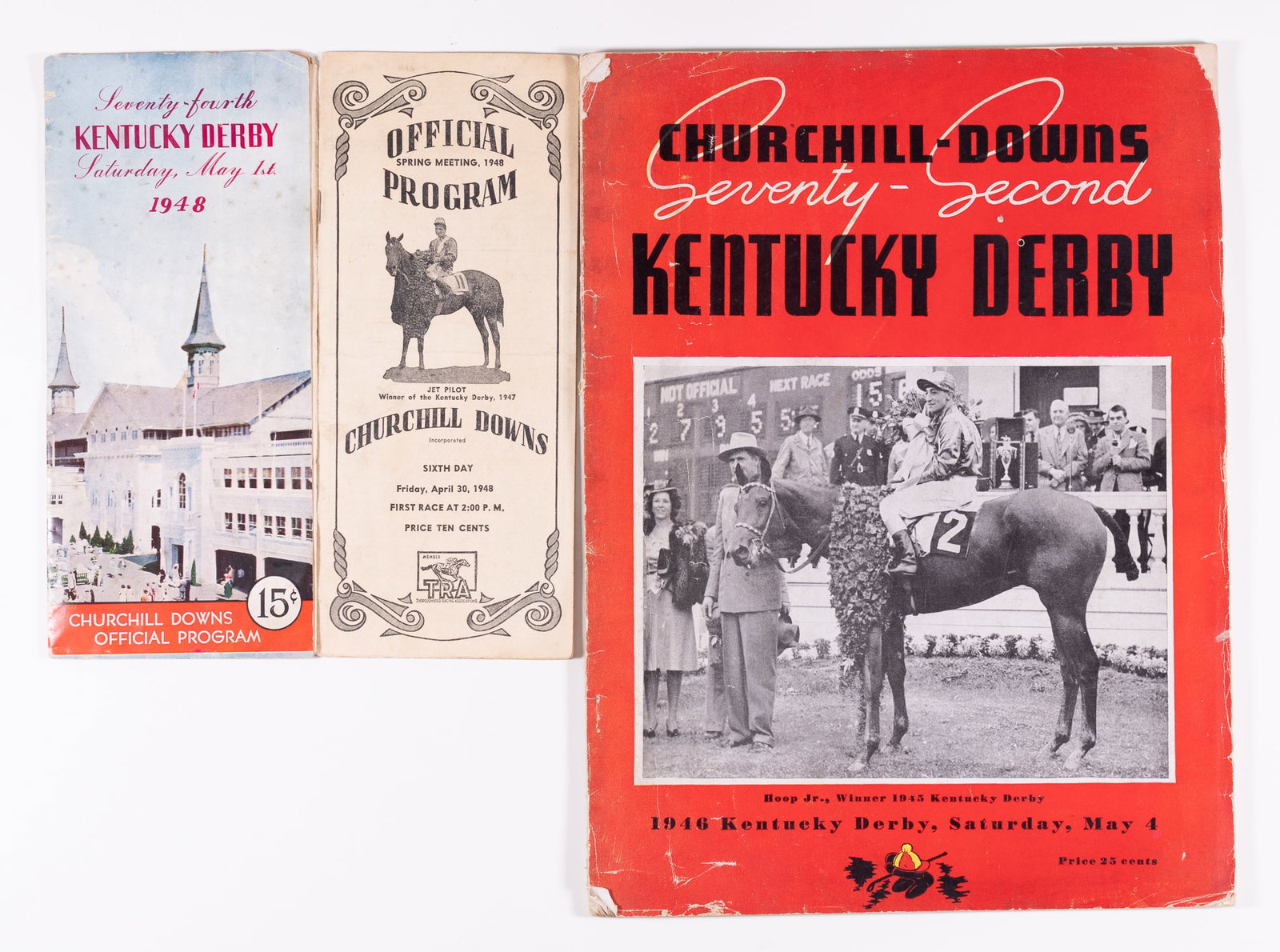 1948 KENTUCKY DERBY PROGRAMS & 1945 SOUVENIR BOOK: 1948 Seventy-fourth Kentucky Derby Churchill Downs program Saturday, May 1st, and 1948 Official Spring Meeting Program, Friday, April 30, 1948. Citation, (foaled 1945), American racehorse (Thoroughbre