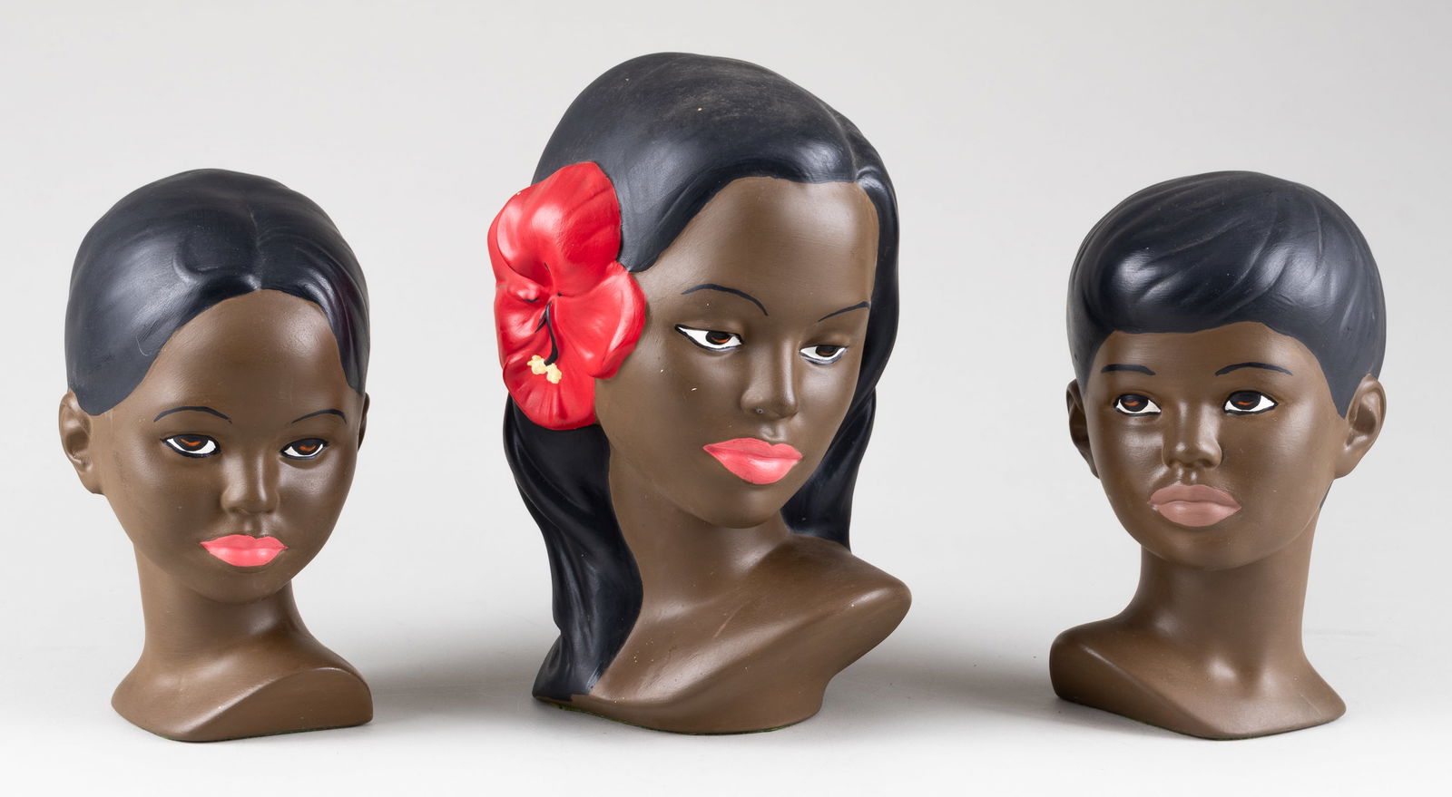 3 VINTAGE CERAMIC AFRICAN AMERICAN HEAD SCULPTURES (1 of 2)