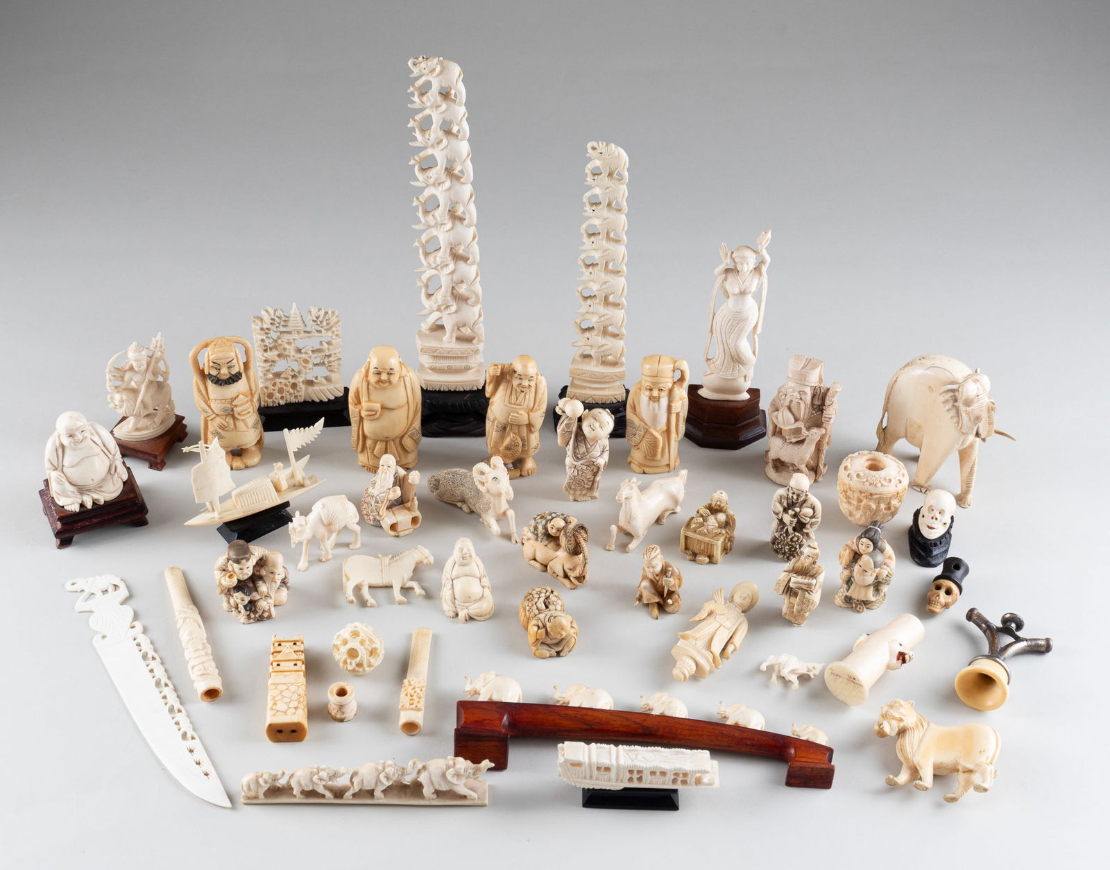 44 ANTIQUE IVORY CARVINGS (1 of 11)