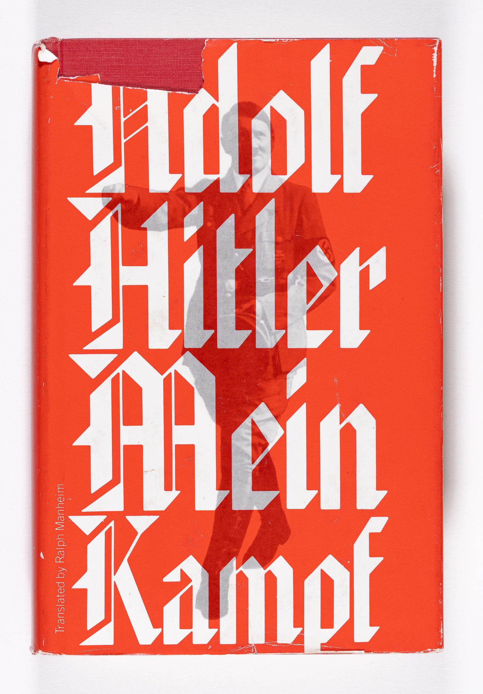 ADOLF HITLER MEIN KAMPF: English edition of Adolf Hitler's Mein Kampf, translated by Ralph Manheim, Houghton Mifflin Company, 1971. Red hardcover book, with dust jacket, 8.5 x 5.5 inches, 694 pages. Some tearing to dustcover,