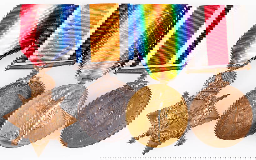 Wwi British Medal Bar Four Named Medals