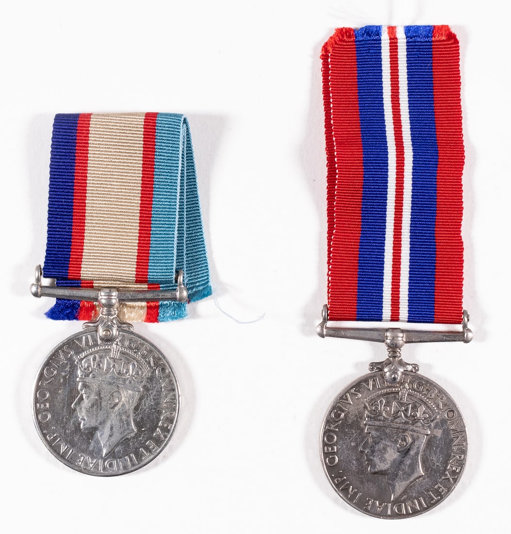 TWO NAMED WWII BRITISH MEDALS (AUSTRALIA SERVICE MEDAL): Lot of two WWII British medals including the 1939-1945 War Medal and the 1939-1945 Australia Service Medal, both awarded to John Victor Walker of the Royal Australian Air Force, numbered 26942.