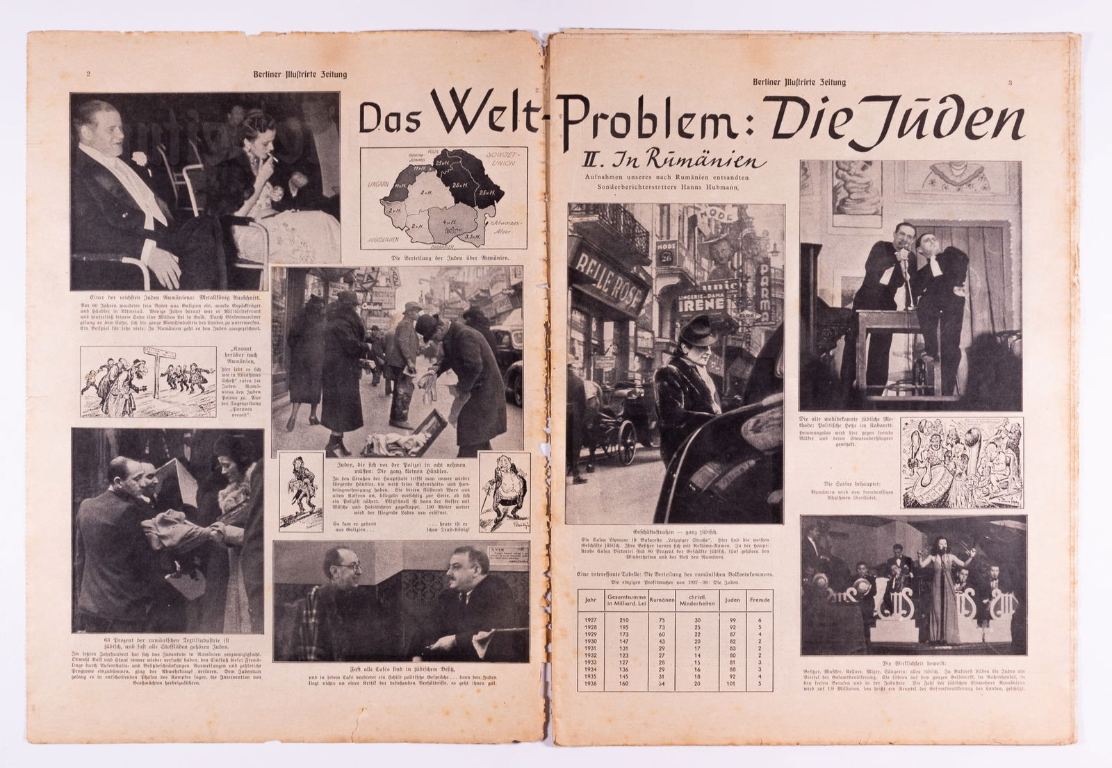 3 BERLINER ILLUSTRIRTE ZEITUNGEN DIE JUDEN: Three issues of Berliner Illustrirte Zeitung, all issues against the Jewish citizens of Germany. One includes an image of the infamous poster with the face of Jewish Commissars, one includes the artic