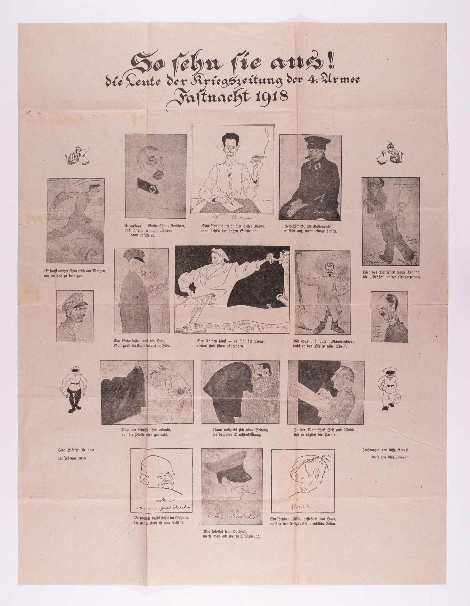 3 WWI GERMAN POLITICAL PROPAGANDA LEAFLETS: Lot of three WWI German political cartoon leaflets and posters, propaganda leaflet endorsing the DDP for the upcoming election after the war, ca. 1919, 12.5 x 9.5 inches; fold up broadside where when