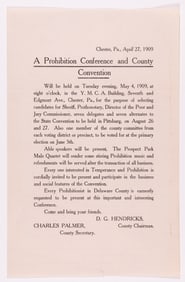 TEMPERANCE & PROHIBITION FLYER 1909