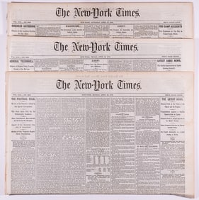 NEW YORK TIMES 1870S NEWSPAPERS (3)