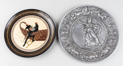 2 GREEK DECORATIVE PLATES