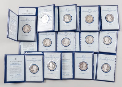 13 STERLING SILVER MEDALLIONS WORLD LEADERS 20.6 OZ