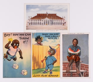 4 BLACK AMERICANA POSTCARDS