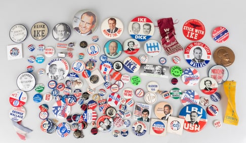 100+ PRESIDENTIAL CAMPAIGN BUTTONS & FLASHER BUTTONS