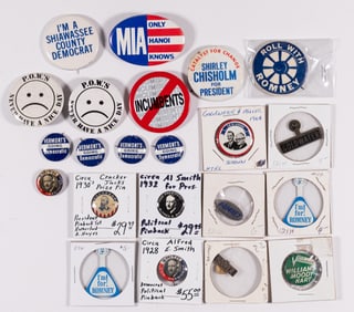 22x VINTAGE POLITICAL CAMPAIGN BUTTONS