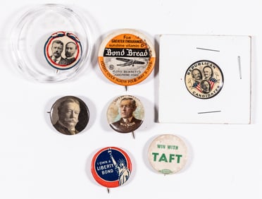 7 EARLY 1900S CAMPAIGN BUTTONS