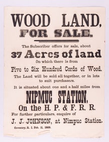 1869 LAND SALE BROADSIDE