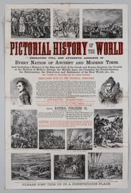 1877 PICTORIAL HISTORY OF THE WORLD LARGE SALES POSTER