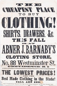 ABNER J BARNABYS CLOTHING PAPER ADVERTISEMENT
