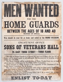 HOME GUARD RECRUITMENT ADVERTISEMENT BROADSIDE