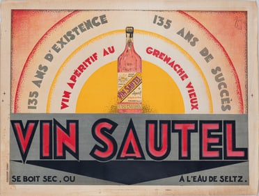 VIN SAUTEL FRENCH WINE APERITIF AD POSTER