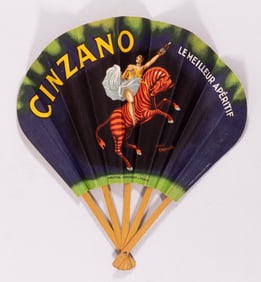 VINTAGE CINZANO ADVERTISING HAND FAN BY CAPPIELLO