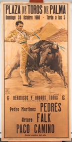1960 SPANISH BULLFIGHTING POSTER PLACA DE TOROS DE PALMA