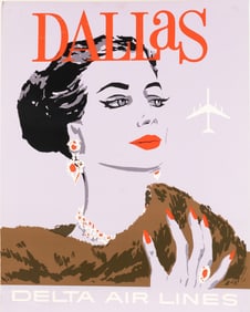 DALLAS DELTA AIR LINES TRAVEL POSTER BY JOHN HARDY