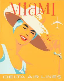 MIAMI DELTA AIR LINES TRAVEL POSTER BY JOHN HARDY
