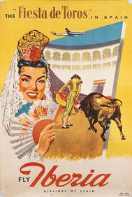 1950S FLY IBERIA AIRLINES OF SPAIN POSTER