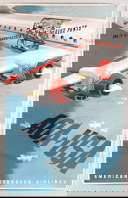 AMERICAN OVERSEAS AIRLINES TRAVEL POSTER