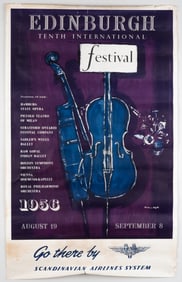 SCANDINAVIAN AIRLINES EDINBURGH TRAVEL POSTER