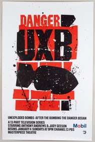 DANGER UNEXPLODED BOMBS MOBIL OIL POSTER