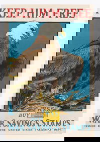 KEEP HIM FREE WWI POSTER BY CHARLES LIVINGSTON BULL