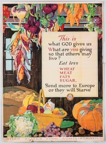 WWI EAT LESS AND BE THANKFUL POSTER
