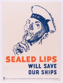 SEALED LIPS SAVE SHIPS WWII POSTER
