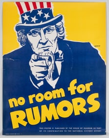UNCLES SAM NO ROOM FOR RUMORS WWII POSTER