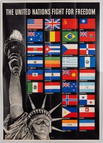 UNITED NATIONS LARGE WWII POSTER BY STEVE BRODER