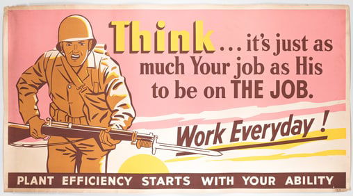 WORK EFFICIENCY WWII PROPAGANDA POSTER